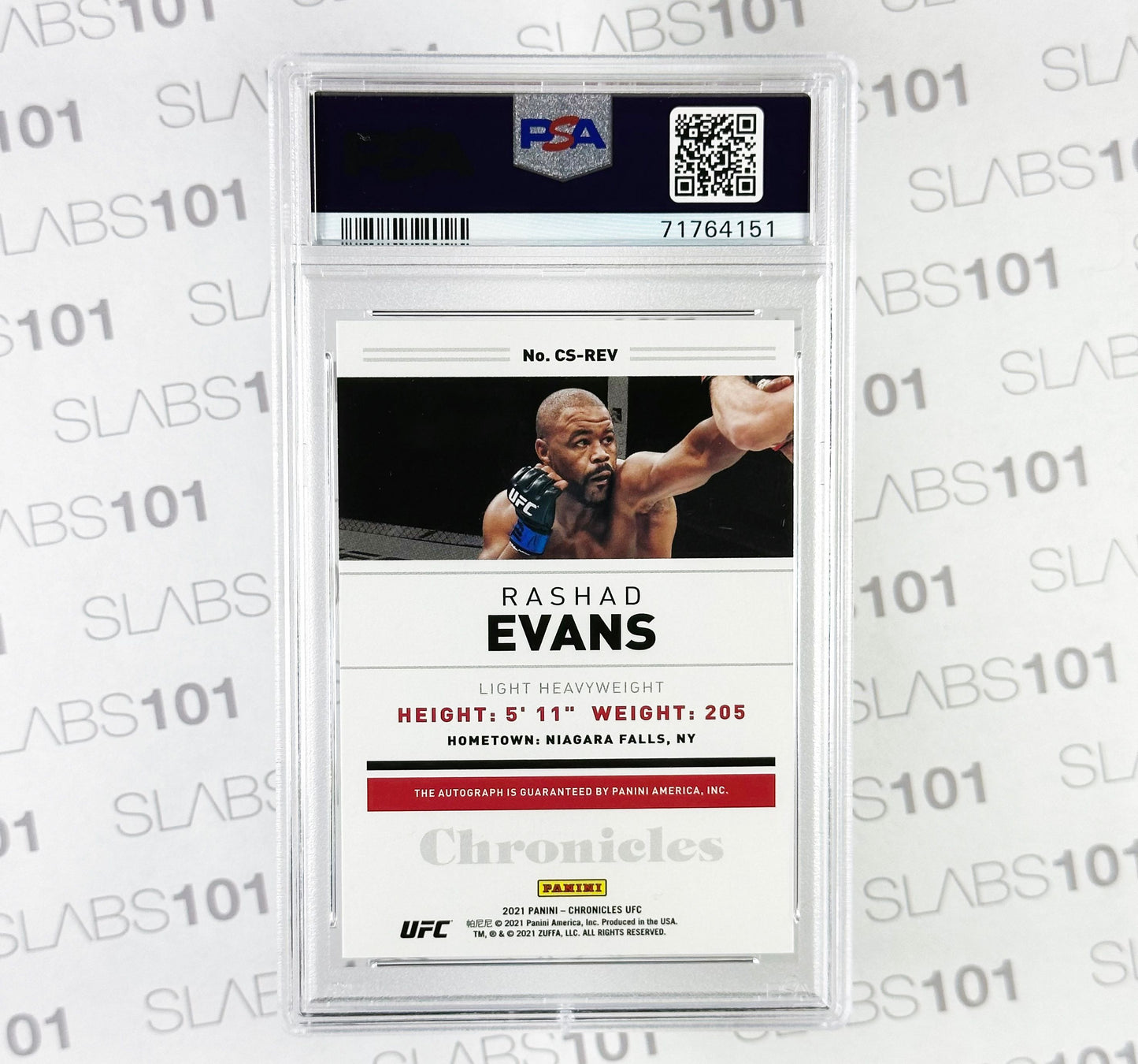 2021 Chromicles Ufc Rashad Evans Auto PSA 10