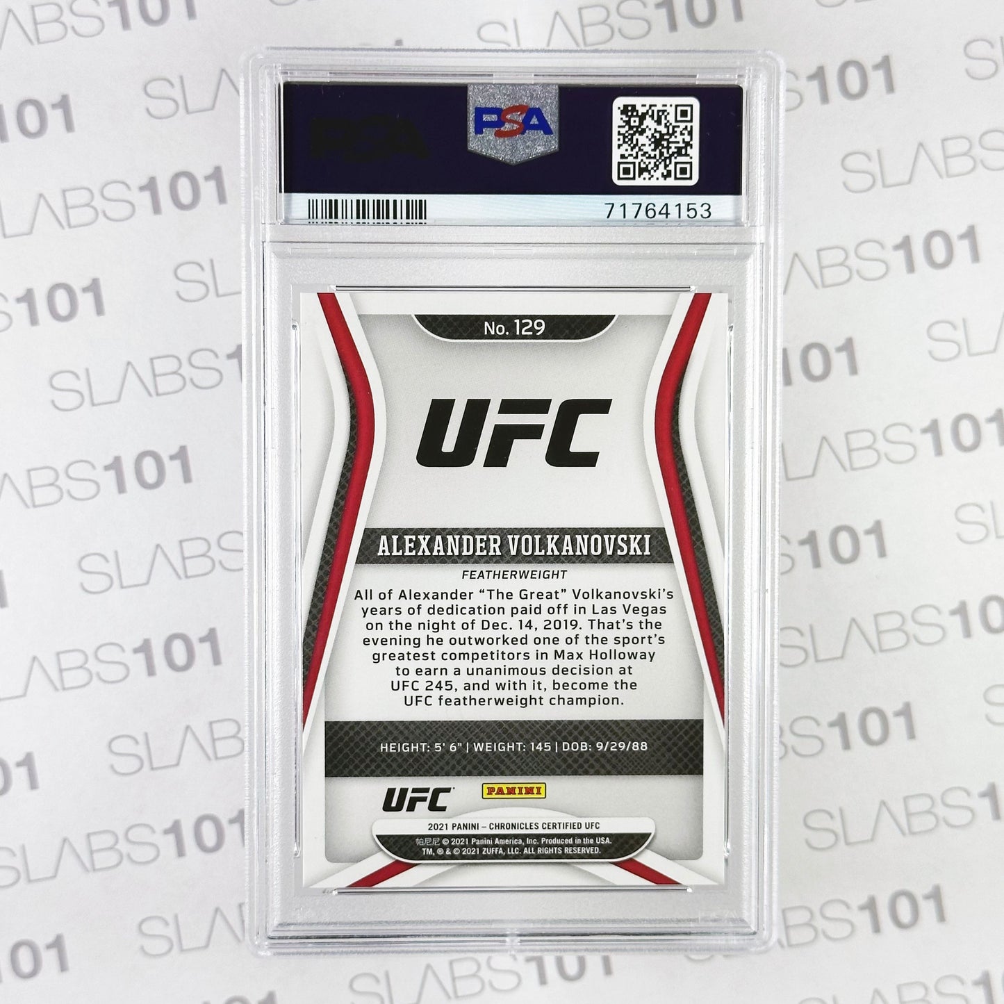 2021 Chronicles Ufc Alexander Volkanovski #129 Red PSA 10