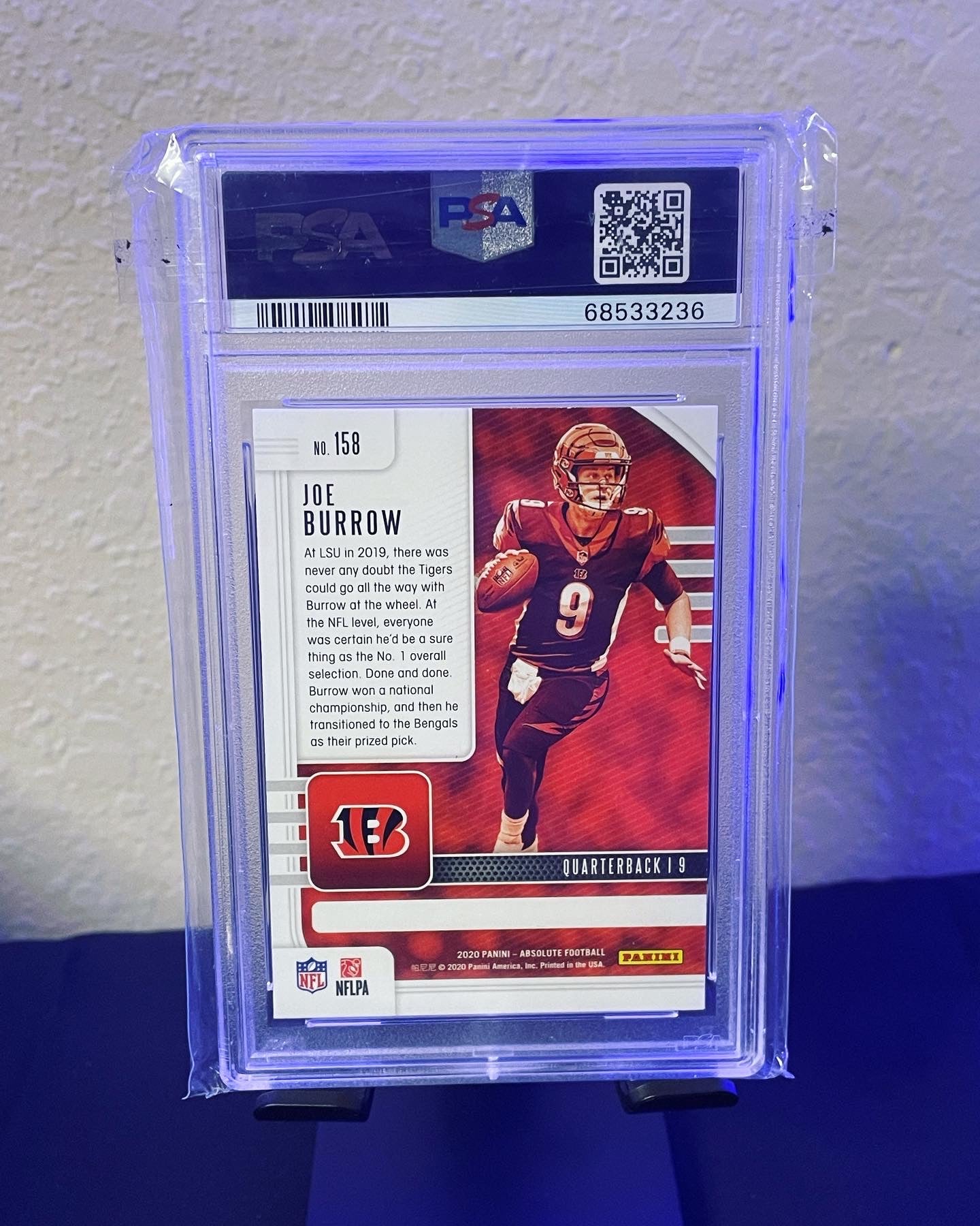 2020 Panini Absolute Joe Burrow Rookie Card #158 PSA 10
