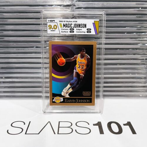1990-91 Skybox Earvin Magic Johnson Card #138 Graded HGA 9 MINT LA Lakers